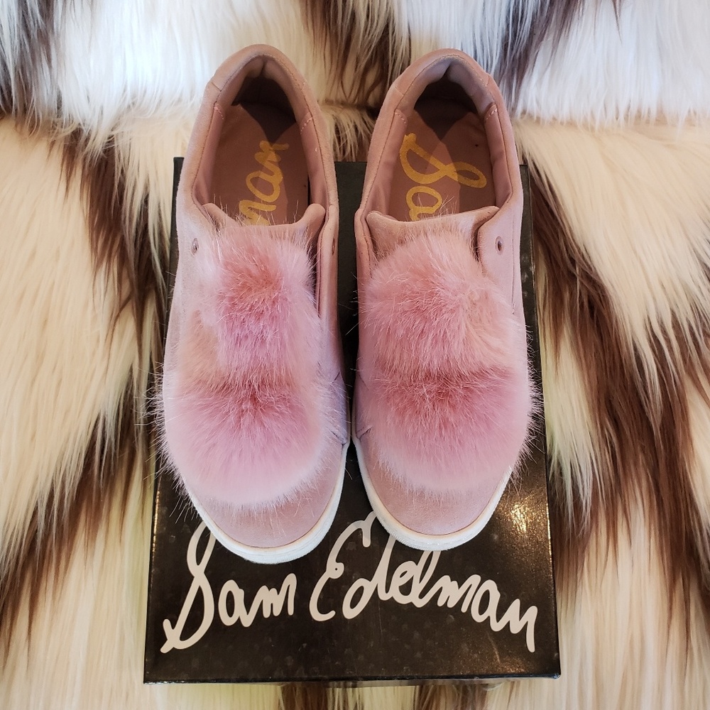 Sam Edelman Leya Pink Suede Pompom sneakers